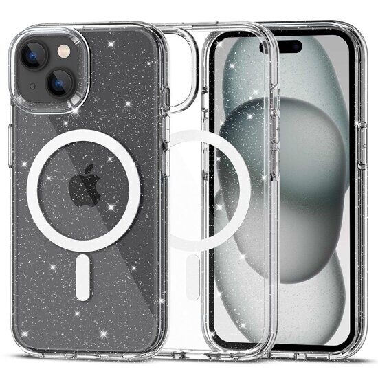 Защитный чехол TECH-PROTECT FLEXAIR HYBRID MAGSAFE IPHONE 15 GLITTER CLEAR