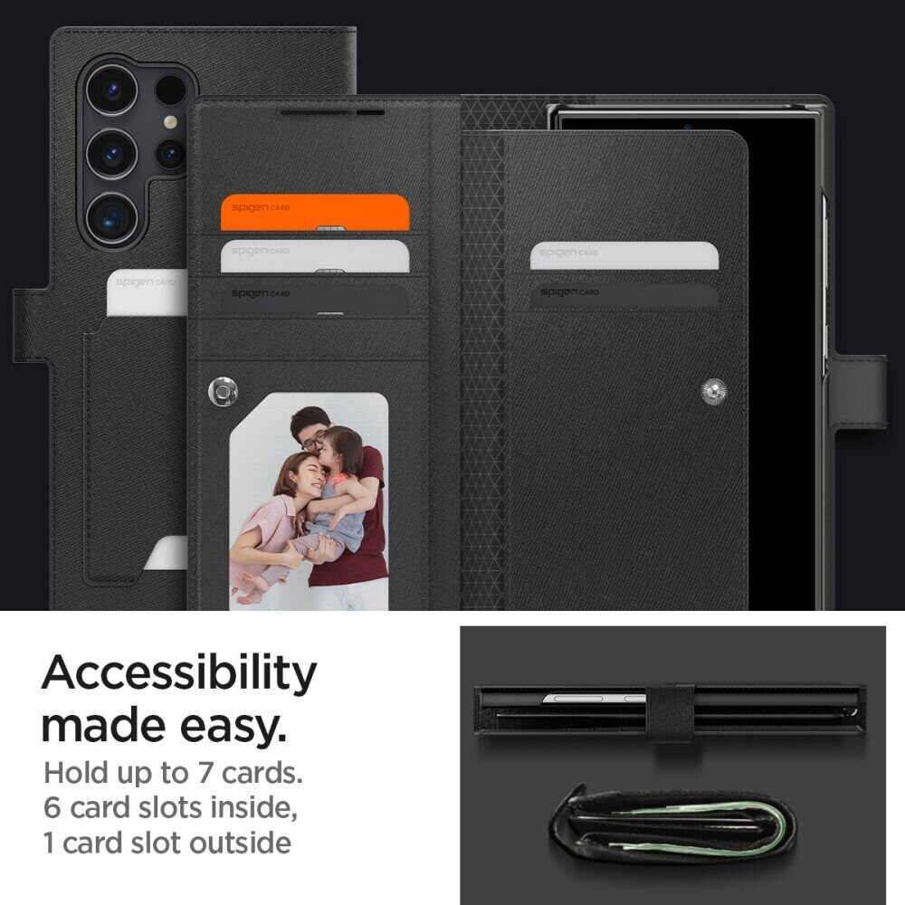 Защитный чехол Spigen Wallet S Plus, black - Samsung Galaxy S24 Ultra