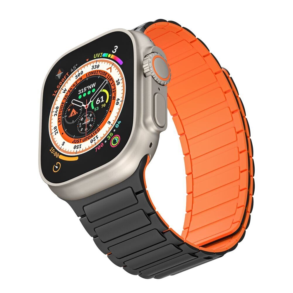 Ремешок TECH-PROTECT ICONBAND MAGNETIC APPLE WATCH 4 / 5 / 6 / 7 / 8 / 9 / SE / ULTRA 1 / 2 (42 / 44 / 45 / 49 MM) BLACK/ORANGE