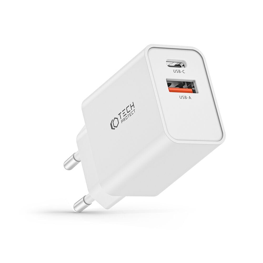 СЗУ TECH-PROTECT NC30W 2-PORT NETWORK CHARGER PD30W/QC3.0 WHITE