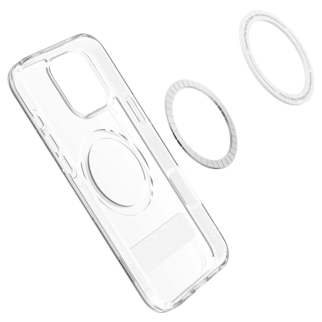 Чехол Spigen Caseology Capella MagSafe Kickstand, clear white silver - iPhone 16 Pro Max