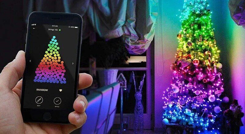 Гирлянда LED Twinkly Strings (Multicolor edition) - 100 шт. (8 м) RGB + BT + Wi-Fi (TWS100STP-BEU) Generation II (чёрный провод)