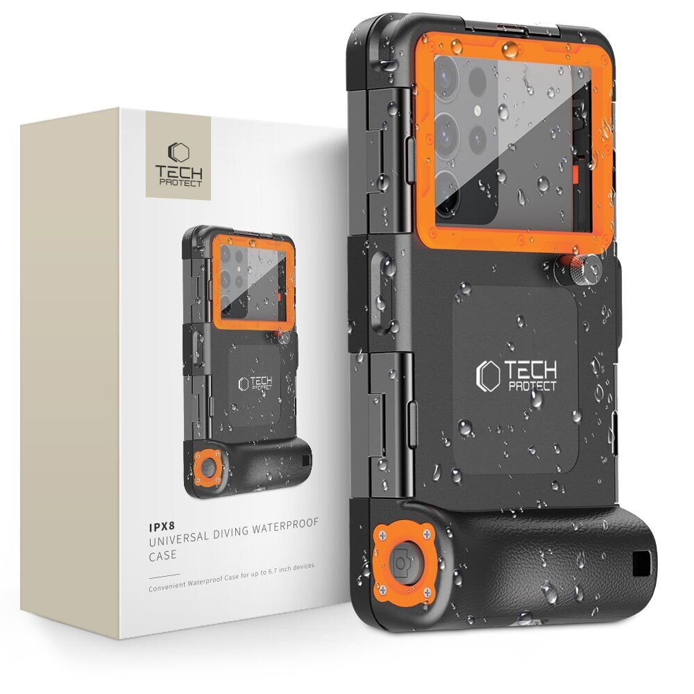 Чехол TECH-PROTECT IPX8 UNIVERSAL DIVING WATERPROOF CASE BLACK/ORANGE