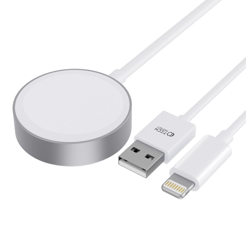 СЗУ TECH-PROTECT ULTRABOOST 2IN1 MAGNETIC CHARGING CABLE & LIGHTNING 150CM APPLE WATCH WHITE