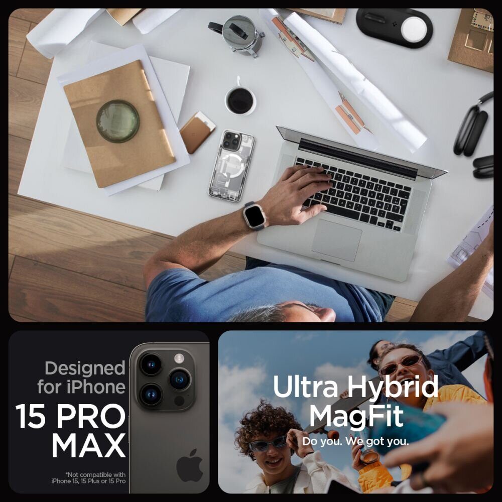 Защитный чехол SPIGEN ULTRA HYBRID MAG MAGSAFE IPHONE 15 PRO MAX ZERO ONE WHITE