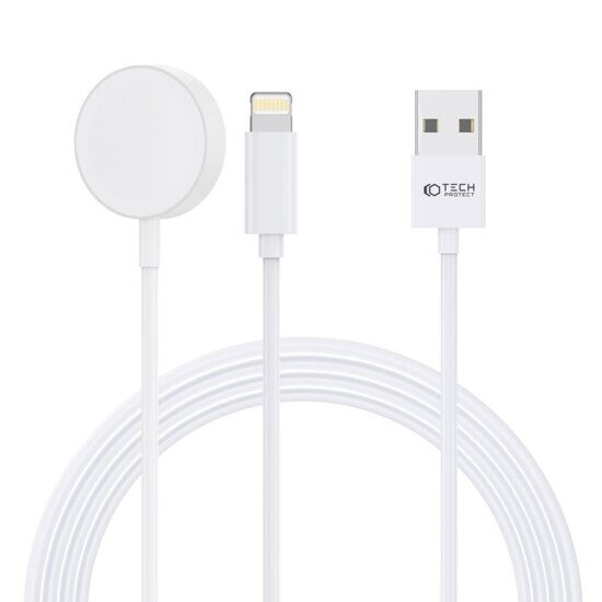 СЗУ TECH-PROTECT ULTRABOOST 2IN1 MAGNETIC CHARGING CABLE & LIGHTNING 150CM APPLE WATCH WHITE