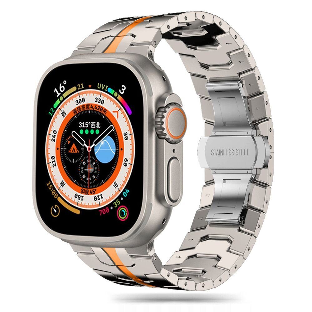 Ремешок TECH-PROTECT STAINLESS LINE APPLE WATCH 4 / 5 / 6 / 7 / 8 / 9 / SE / ULTRA 1 / 2 (42 / 44 / 45 / 49 MM) TITANIUM/ORANGE