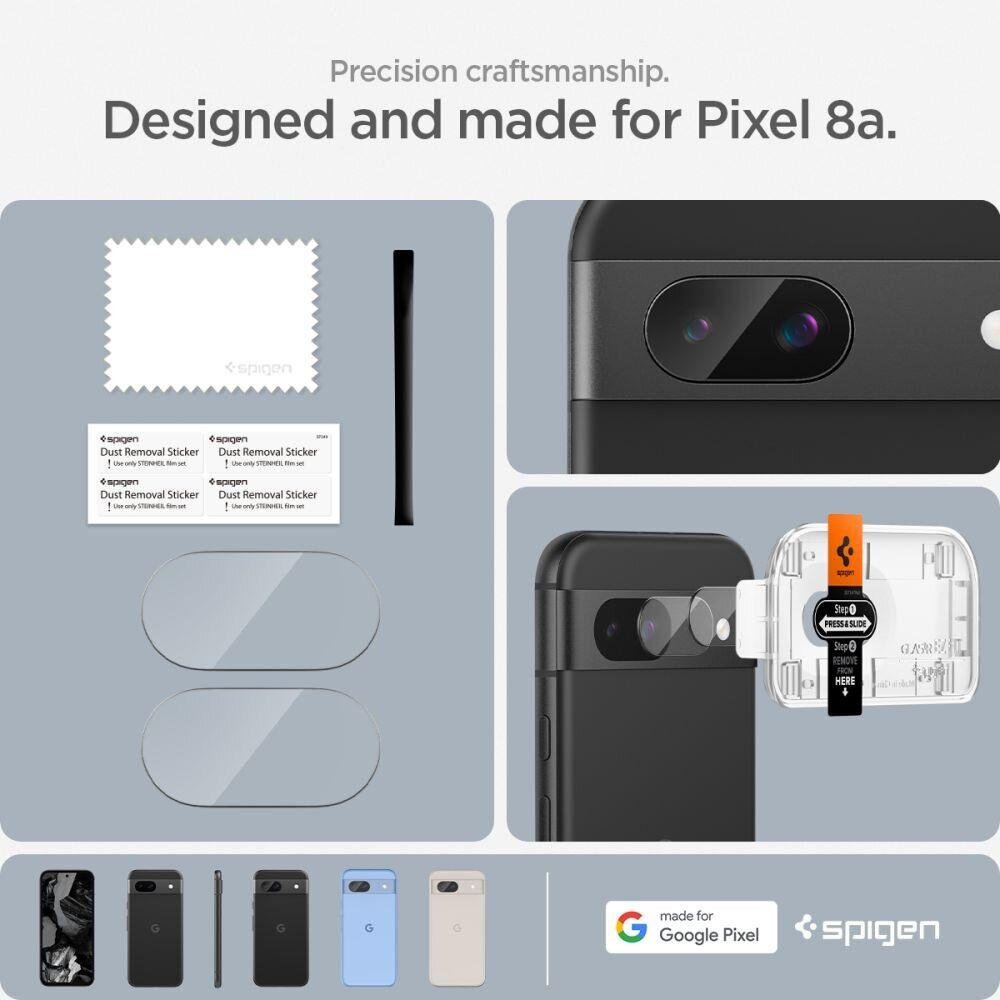 SPIGEN OPTIK.TR ”EZ FIT” CAMERA PROTECTOR 2-PACK GOOGLE PIXEL 8A CLEAR