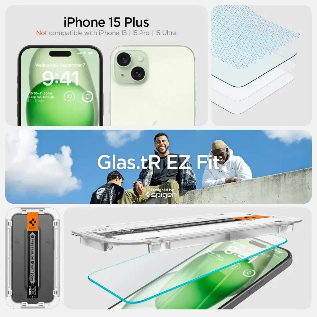 Стекло Spigen Glass tR EZ Fit 2 Pack, transparency - iPhone 16 Plus