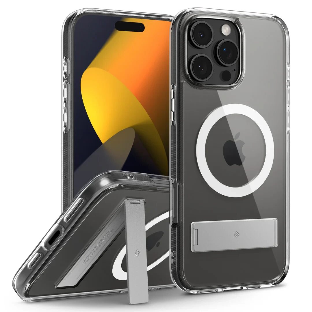 Чехол Spigen Caseology Capella MagSafe Kickstand, clear white silver - iPhone 16 Pro Max